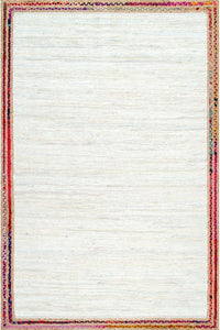 IVORY CHINDI AND JUTE HAND WOVEN DHURRIE by Imperial Knots - Image 1