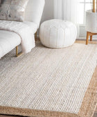 IVORY AND NATURAL JUTE HAND WOVEN DHURRIE