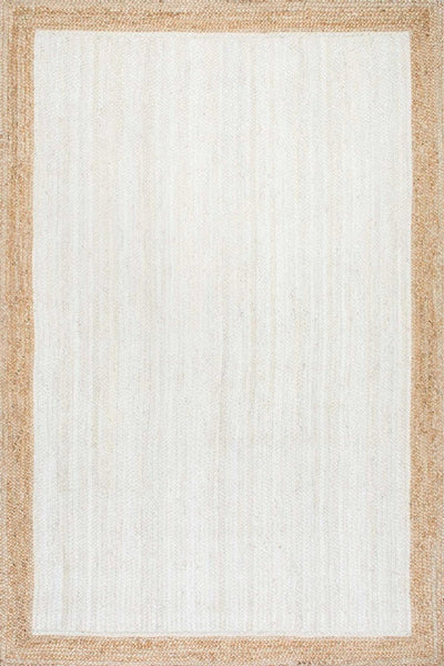 IVORY AND NATURAL JUTE HAND WOVEN DHURRIE