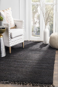 BLACK JUTE HAND WOVEN DHURRIE by Imperial Knots - Image 2