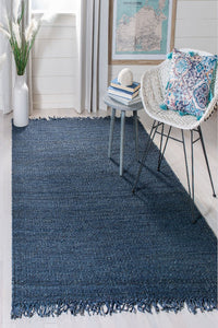BLUE JUTE HAND WOVEN DHURRIE by Imperial Knots - Image 2