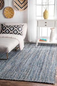 BLUE CHINDI HAND WOVEN DHURRIE by Imperial Knots - Image 2