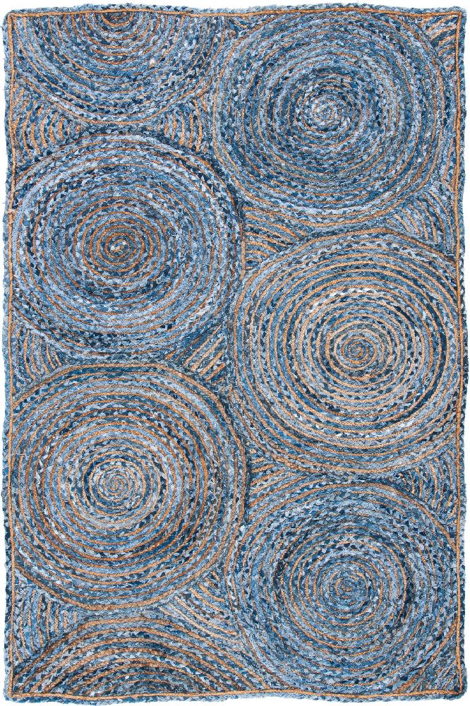 GREY BLUE CHINDI AND JUTE HAND WOVEN DHURRIE