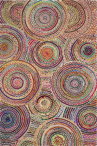 MULTICOLOR CHINDI AND JUTE HAND WOVEN DHURRIE by Imperial Knots - Image 1