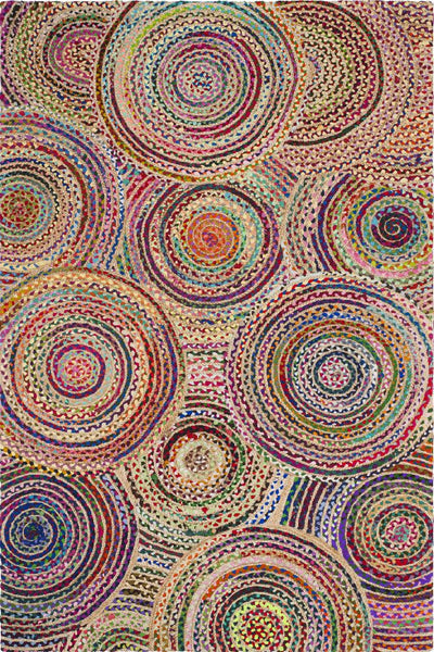 MULTICOLOR CHINDI AND JUTE HAND WOVEN DHURRIE