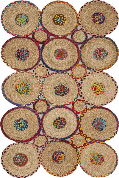 MULTICOLOR CHINDI AND JUTE HAND WOVEN DHURRIE