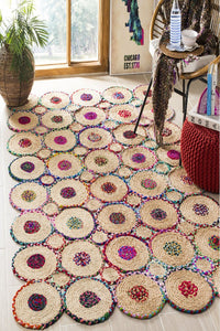 MULTICOLOR CHINDI AND JUTE HAND WOVEN DHURRIE by Imperial Knots - Image 2