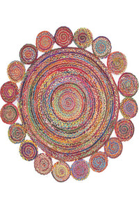 MULTICOLOR ROUND CHINDI HAND WOVEN DHURRIE by Imperial Knots - Image 2