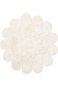 IVORY ROUND JUTE HAND WOVEN DHURRIE by Imperial Knots - Image 2