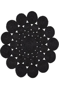 BLACK ROUND JUTE HAND WOVEN DHURRIE by Imperial Knots - Image 2