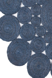 BLUE ROUND JUTE HAND WOVEN DHURRIE by Imperial Knots - Image 3