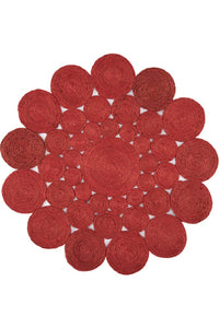 RUST ROUND JUTE HAND WOVEN DHURRIE by Imperial Knots - Image 2