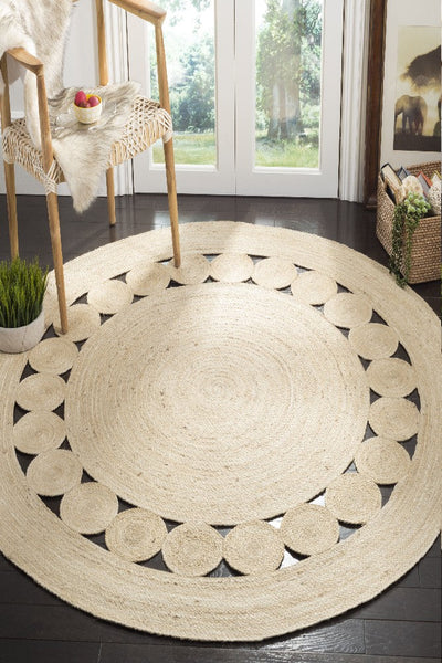 NATURAL ROUND JUTE HAND WOVEN DHURRIE