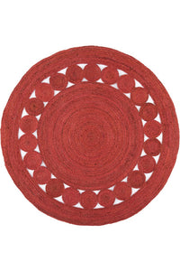 RUST ROUND JUTE HAND WOVEN DHURRIE by Imperial Knots - Image 2