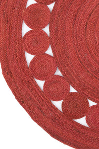 RUST ROUND JUTE HAND WOVEN DHURRIE by Imperial Knots - Image 3