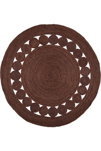 BROWN ROUND JUTE HAND WOVEN DHURRIE by Imperial Knots - Image 2