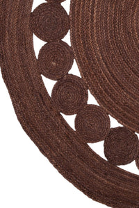BROWN ROUND JUTE HAND WOVEN DHURRIE by Imperial Knots - Image 3