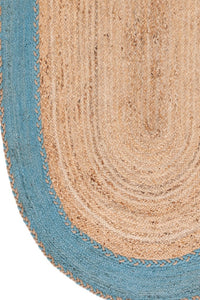 BLUE AND NATURAL JUTE HAND WOVEN DHURRIE by Imperial Knots - Image 3