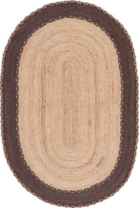 BROWN AND NATURAL JUTE HAND WOVEN DHURRIE by Imperial Knots - Image 1