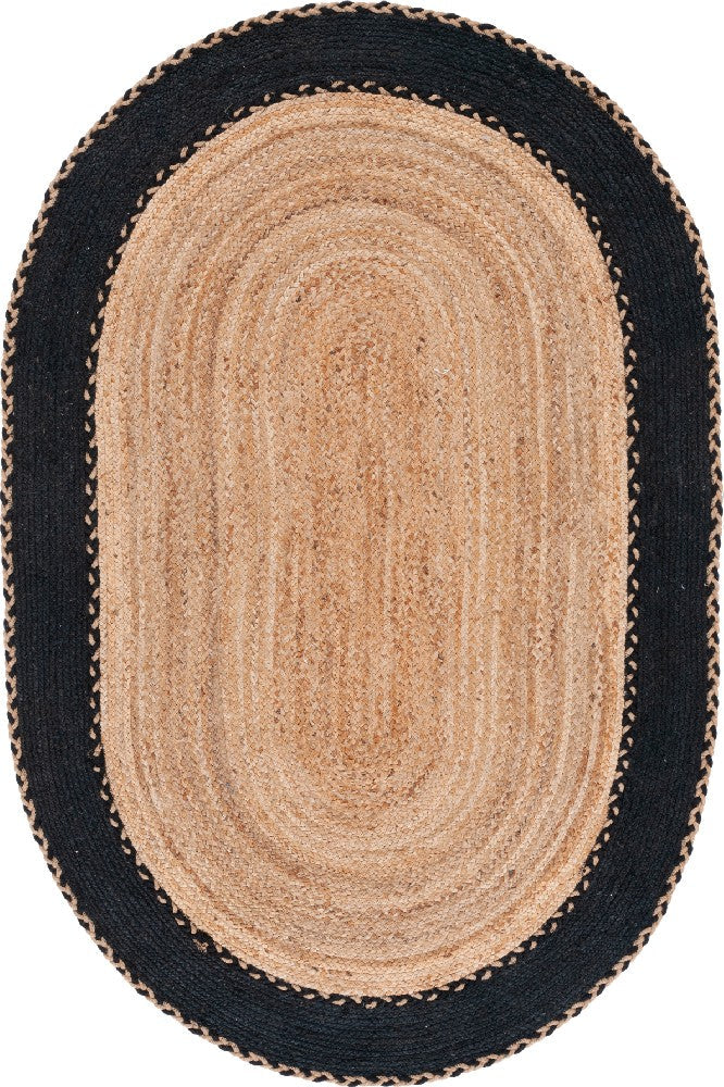 BLACK AND NATURAL JUTE HAND WOVEN DHURRIE