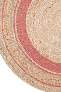 PINK AND NATURAL ROUND JUTE HAND WOVEN DHURRIE by Imperial Knots - Image 3