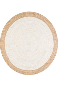 IVORY AND NATURAL ROUND JUTE HAND WOVEN DHURRIE by Imperial Knots - Image 2