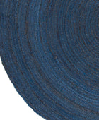 BLUE ROUND JUTE HAND WOVEN DHURRIE