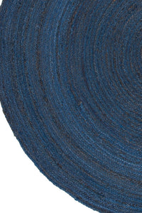 BLUE ROUND JUTE HAND WOVEN DHURRIE by Imperial Knots - Image 3