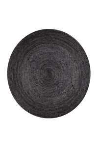 BLACK ROUND JUTE HAND WOVEN DHURRIE by Imperial Knots - Image 2