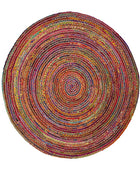 MULTICOLOR CHINDI ROUND HAND WOVEN DHURRIE