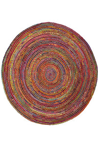 MULTICOLOR CHINDI ROUND HAND WOVEN DHURRIE by Imperial Knots - Image 1