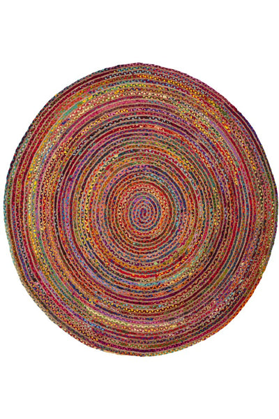 MULTICOLOR CHINDI ROUND HAND WOVEN DHURRIE