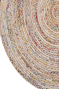 MULTICOLOR CHINDI AND JUTE ROUND HAND WOVEN DHURRIE by Imperial Knots - Image 3