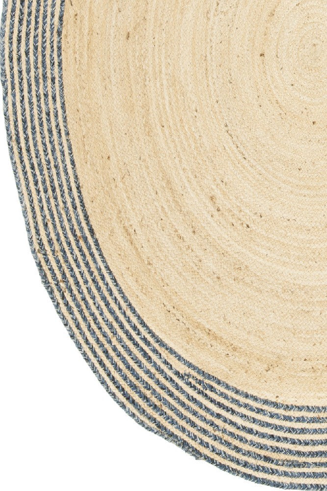 CHARCOAL AND NATURAL ROUND JUTE HAND WOVEN DHURRIE