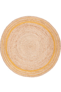 YELLOW AND NATURAL ROUND JUTE HAND WOVEN DHURRIE by Imperial Knots - Image 2
