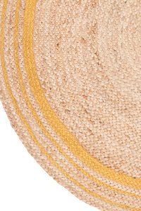 YELLOW AND NATURAL ROUND JUTE HAND WOVEN DHURRIE by Imperial Knots - Image 3