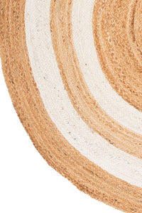 NATURAL AND IVORY ROUND JUTE HAND WOVEN DHURRIE by Imperial Knots - Image 2