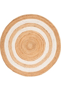 NATURAL AND IVORY ROUND JUTE HAND WOVEN DHURRIE by Imperial Knots - Image 1