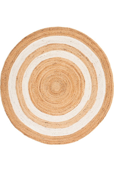 NATURAL AND IVORY ROUND JUTE HAND WOVEN DHURRIE