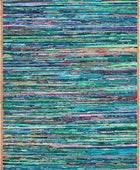 TEAL MULTICOLOR CHINDI AND JUTE HAND WOVEN DHURRIE
