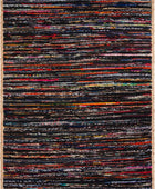 BLACK MULTICOLOR CHINDI AND JUTE  HAND WOVEN DHURRIE