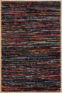 BLACK MULTICOLOR CHINDI AND JUTE  HAND WOVEN DHURRIE by Imperial Knots - Image 1