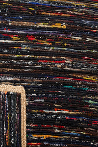 BLACK MULTICOLOR CHINDI AND JUTE  HAND WOVEN DHURRIE by Imperial Knots - Image 3