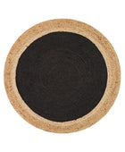 BLACK AND NATURAL ROUND JUTE HAND WOVEN DHURRIE