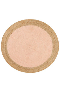 PINK AND NATURAL ROUND JUTE HAND WOVEN DHURRIE by Imperial Knots - Image 2
