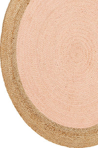 PINK AND NATURAL ROUND JUTE HAND WOVEN DHURRIE by Imperial Knots - Image 3