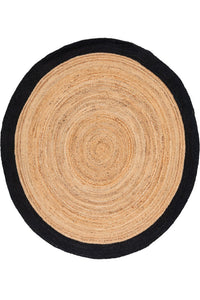 BLACK AND NATURAL ROUND JUTE HAND WOVEN DHURRIE by Imperial Knots - Image 2