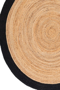 BLACK AND NATURAL ROUND JUTE HAND WOVEN DHURRIE by Imperial Knots - Image 3