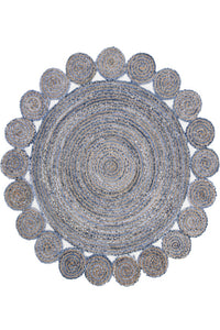 GREY ROUND CHINDI HAND WOVEN DHURRIE by Imperial Knots - Image 2