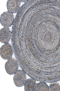 GREY ROUND CHINDI HAND WOVEN DHURRIE by Imperial Knots - Image 3